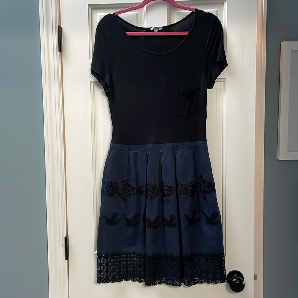 Anthropologie Navy & Black tshirt dress